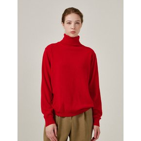 Cashmere turtle neck knit (Red)