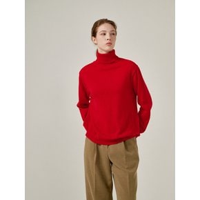 Cashmere turtle neck knit (Red)