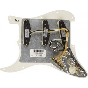 Fender 기타 부품 Pre-Wired Strat Pickguard, Custom Shop Fat 50`s SSS, Parchment 11 Hole PG