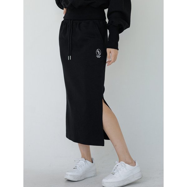 우먼즈 스웻 롱 스커트 블랙
