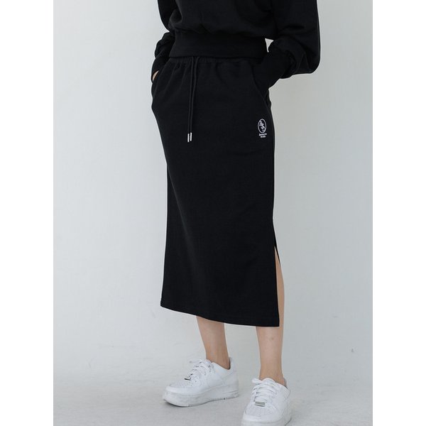 우먼즈 스웻 롱 스커트 블랙