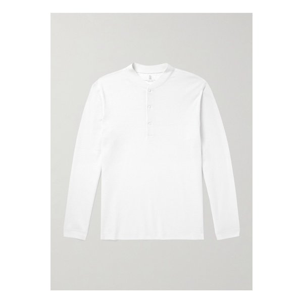 코튼 실크 혼방 헨리넥 티셔츠 화이트 1647597352928432