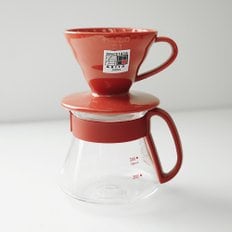 V60 핸드드립 도자기 드립세트 1~2인(레드) VDS-3012R