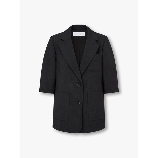 자수 로고 포켓 싱글 자켓_블랙 7225210601