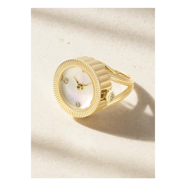 이본 레옹 9캐럿 골드 마더오브펄 다이아몬드 반지 시계 1647597358115973