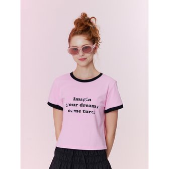 오프닝선샤인 Dreams Cropped Short Sleeve T-Shirt_Pink