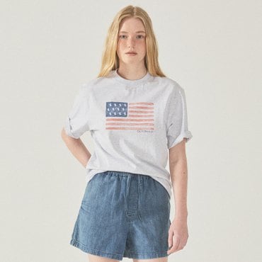 후아유 American Flag Printing T-shirt WHRPF3706U