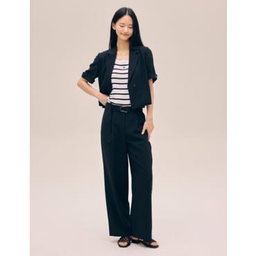 NICE CLAUP 세미 와이드 뒷 밴딩 팬츠 N252MWP504