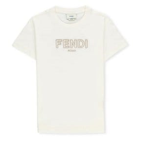 25SS 키즈 자수 로고 티셔츠 화이트 JUI159 7AJ F1PCP
