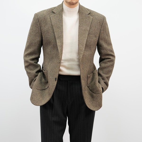 [옷자락] 남자 연말룩 울재킷 슬림핏 겨울정장 헤링본 자켓