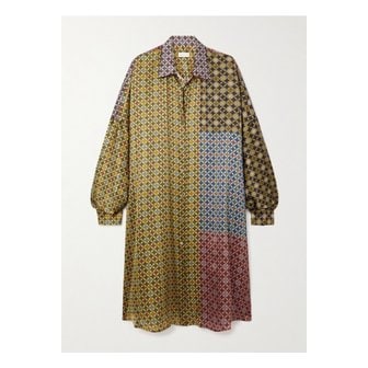 드리스반노튼 프린트 새틴 셔츠 드레스 멀티컬러 46376663162884079