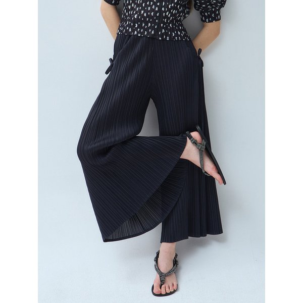 사이드 스트랩 플리츠 와이드 팬츠_3colors