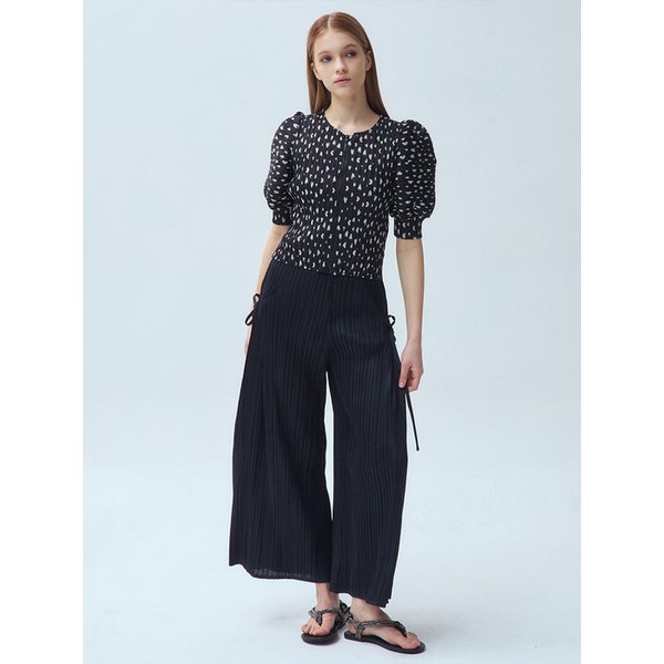 사이드 스트랩 플리츠 와이드 팬츠_3colors