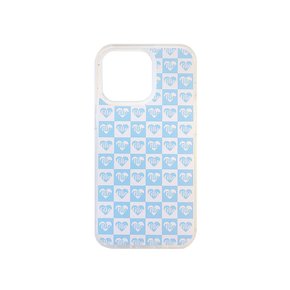 Checkerboard iPhone Case_Sky Blue & White_투명 젤하드케이스