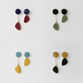 two tone unbal earrings (4colors)