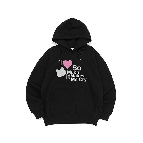 I LOVE SO MUCH CAT HOODIE (BLACK)