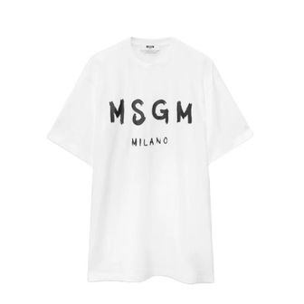 MSGM 엠에스지엠 브러쉬드 로고 반팔 원피스 2000MDA510 200002 01 여성