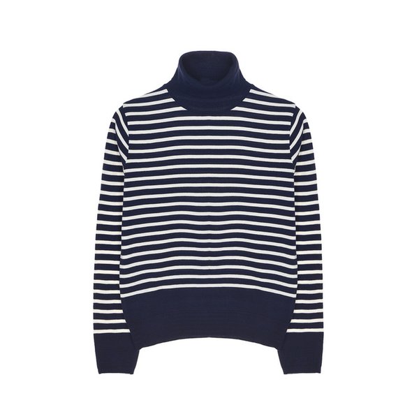 ESSENTIAL STRIPE TURTLENECK KNIT_NAVY