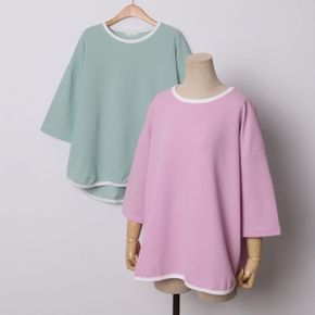 빅사이즈 408 컬러배색줄7부티셔츠 DILG847_P369699933
