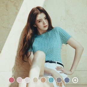 355521 여 7gg 꽈배기 반팔 니트 스웨터