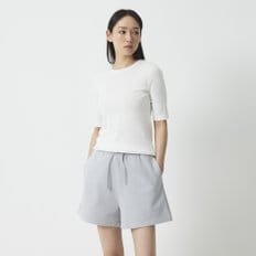 여 피마 코튼 슬림핏 5부 티셔츠(WHITE / BEIGE / SKY BLUE / MELLANGE GREY / BLACK)