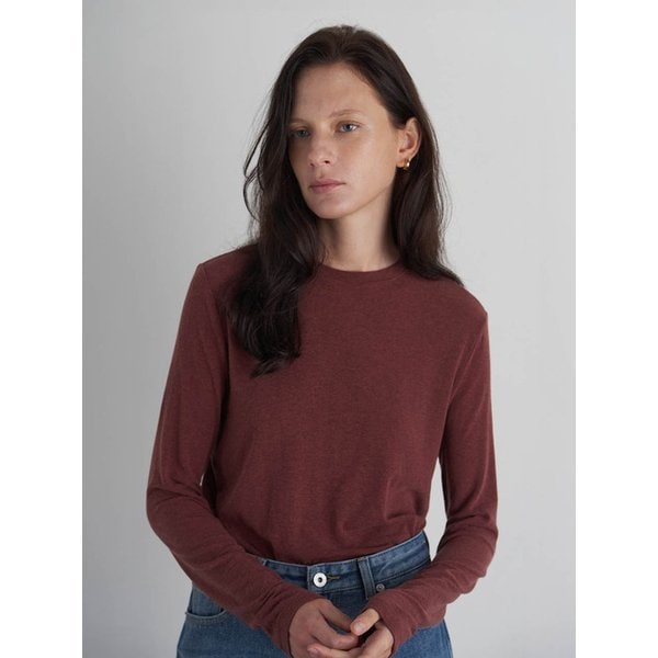 백 센터 슬릿 라운드 티 (Wine)