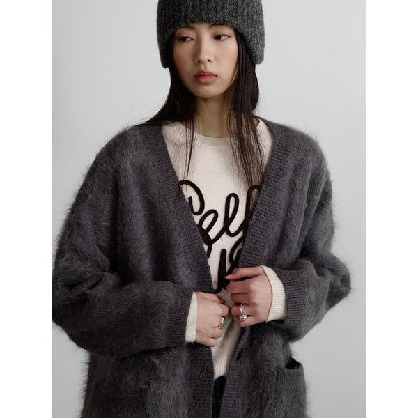 라쿤 브이넥 하프 가디건 - GRAY