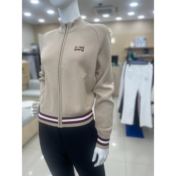 [여주점] 여성 자카드 그래픽 포인트 스웨터 풀집업 점퍼  GQ122LKC13  BEGE