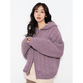 Purple Gradation Hooded Zip-Up Cardigan C9