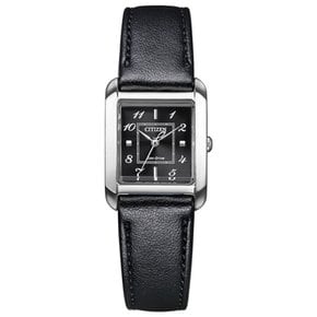 [Citizen] SQUARE Collection EW5600-10 E 시계 에코 드라이브 방수 애플 가죽 블랙 화이트 나비