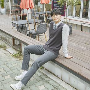 교복몰 보풀방지 그레이화이트 롱 조끼 남자  교복_P351844572