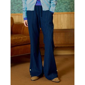 BUTTON STRIPE BANDING PANTS / purple