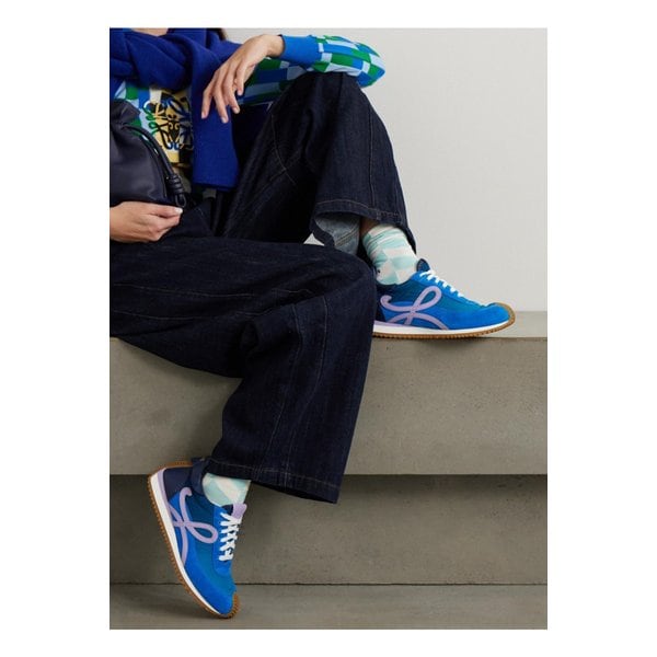 플로우 러너 2.0 가죽 트리밍 셸 스웨이드 스니커즈 브라이트 블루 1647597352781080