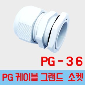 PG-36 흰색 케이블그랜드 PG소켓 커넥터 전선콘넥터