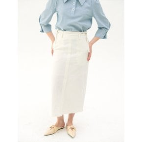 Jasmine Linen H-line Skirt_ivory