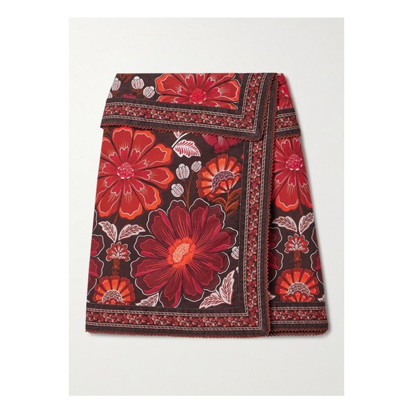 팜리오 지지 랩 이펙트 플로럴 프린트 코튼 트윌 미니 스커트 레드 1647597344479699
