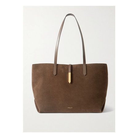 DEMELLIER 드멜리어 도쿄 가죽 트리밍 스웨이드 토트 초콜릿 46376663162913537