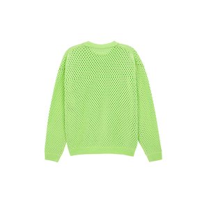 Flower Mesh Long-sleeve Sweater_lime