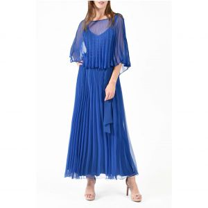 이스퀘어 4241602 Komarov Sunburst Pleated Chiffon Blouson Midi Dress