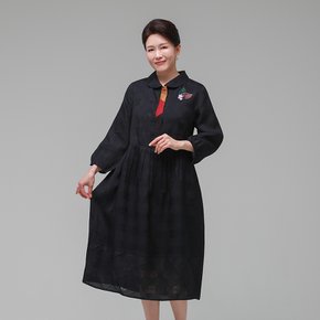더하랑 정갈드리 여름 인견 원피스 네이비