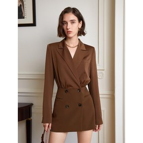 YY Peaked Lapel brown jacket dress