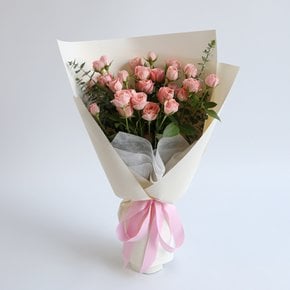 핑크 미니장미 생화꽃다발