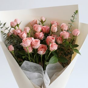 핑크 미니장미 생화꽃다발