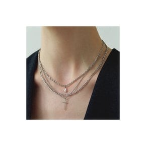 [2 SET] Initial And Cross Necklace