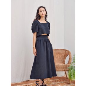 Linen Cotton Cropped Top + Wide Waist Skirts set-up