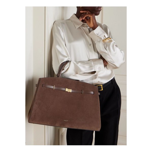 드멜리어 더 허드슨 가죽 트리밍 스웨이드 토트 초콜릿 46376663162910176