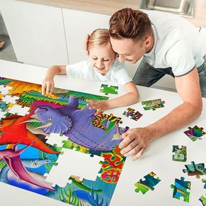 퍼즐더블야광-공룡 대형 학습 퍼즐 초등 어린이 4세 5세 6세 7세 8세 영어 알파벳 놀이 카드 메모리 게임 대형퍼즐