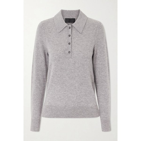닐리 로탄 프레즈컷 캐시미어 폴로 셔츠 라이트 그레이 46376663163024528