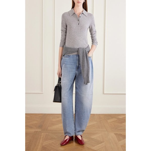 닐리 로탄 프레즈컷 캐시미어 폴로 셔츠 라이트 그레이 46376663163024528