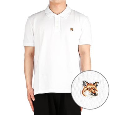 메종키츠네 남성 폭스헤드 폴로 반팔 티셔츠 (LM00208KJ7002 WHITE) 24FW